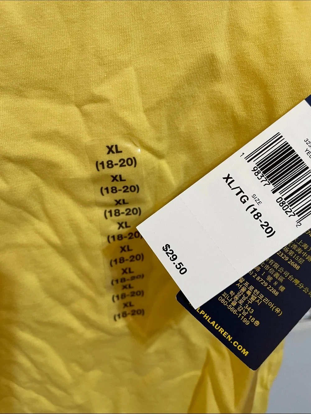 Ralph Lauren Men’s Pale Yellow Crewneck T-Shirt with Blue Polo Logo
